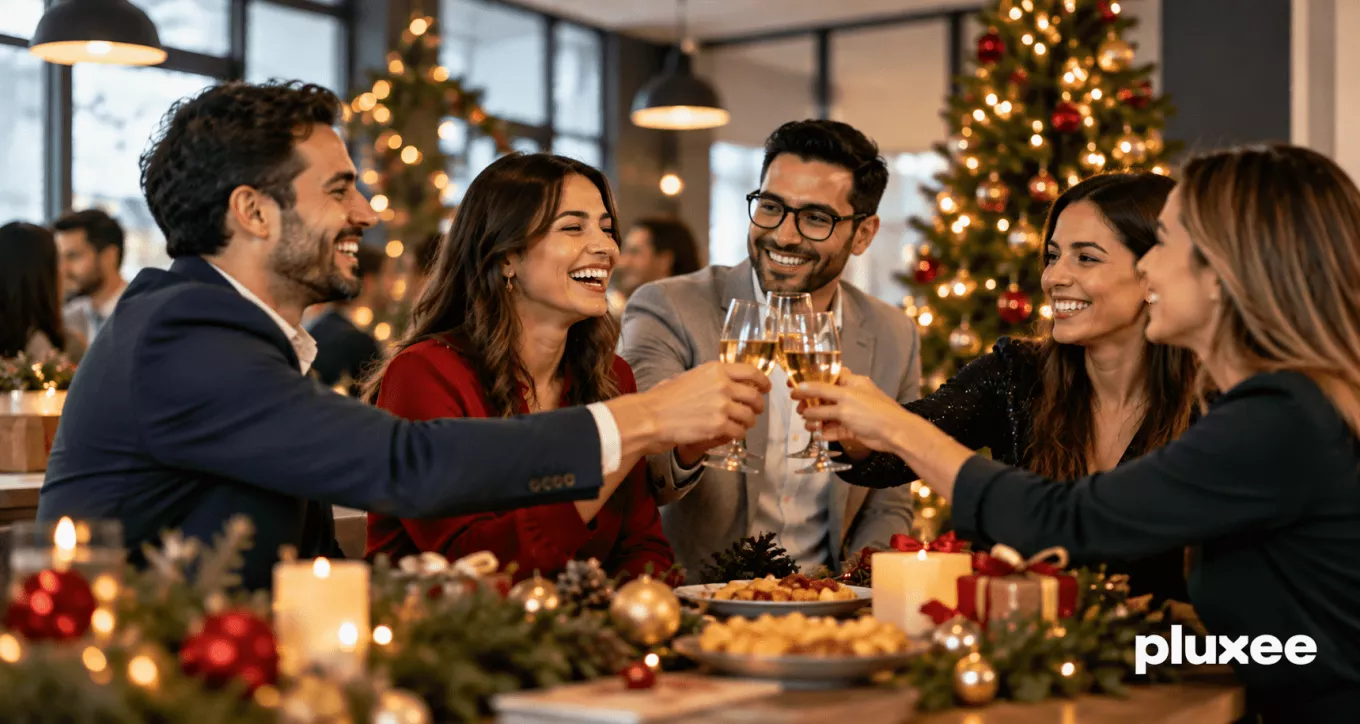 Equipo celebrando la navidad